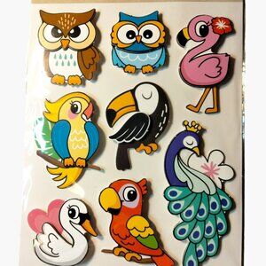 Crafters Square Bird Stickers Pop Up 3 D Flamingo Parrot Peacock Owl Toucan